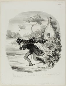 Ein Herr, der die Gewohnheiten der Bienen zu genau studieren wollte, Platte 6 aus Pastorales von Honoré Victorin Daumier