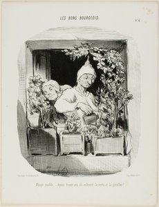 Eine mustergültige Ehe: Seit dreißig Jahren pflegen sie Tugend und Nelken, Platte sechs aus Les Bons Bourgeois von Honoré Victorin Daumier