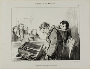 Ein junger Mann, dem nichts heilig ist, Tafel 8 aus Professeurs Et Moutards von Honoré Victorin Daumier