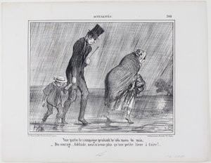 Ein Landausflug im schönen Monat Mai. „– Mut... Adelaïde, es ist nur noch eine Meile zu gehen“, Platte 308 aus Actualités von Honoré Victorin Daumier