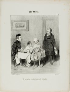 Ein Freund ist ein Krokodil, hervorgebracht durch die Zivilisation, Tafel 6 aus Les Amis von Honoré Victorin Daumier