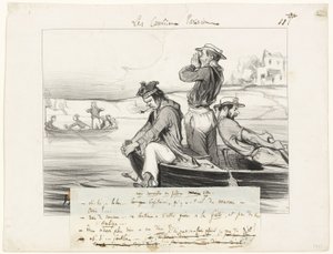 Eine Begegnung im offenen Wasser, Platte elf aus Les Canotiers Parisiens von Honoré Victorin Daumier