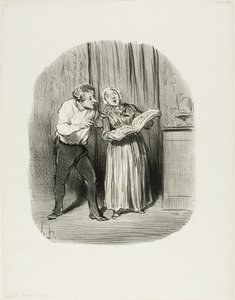 Nachteil, eine Frau mit angeblichem künstlerischen Talent zu heiraten, Platte 77 aus Les Bons Bourgeois von Honoré Victorin Daumier
