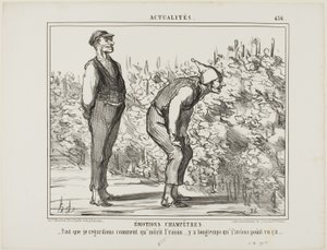 Emotionen vom Land. „- Muss sehen, wie der Wein wächst… habe es noch nie gesehen…“, Platte 436 aus Actualités von Honoré Victorin Daumier