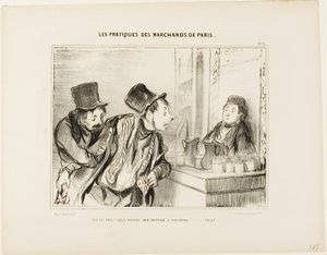„Alles ist bezahlt? Und wir haben niemanden beleidigt… Tschüss,“ Platte 31 aus Types Parisiens von Honoré Victorin Daumier