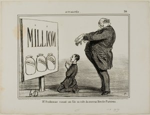 Herr Prudhomme widmet seinen Sohn dem neuen Gott der Pariser, Platte 366 aus Actualités von Honoré Victorin Daumier