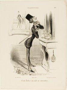 „Oh Mist! Ich scheine keinen Knoten binden zu können!“ Tafel 4 aus Coquetterie von Honoré Victorin Daumier