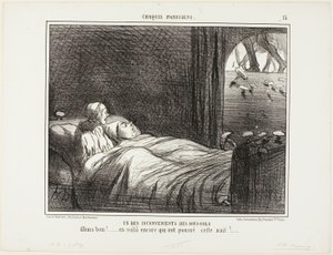 Einer der Nachteile des Lebens im Keller. „Schau, hier sind noch mehr, die letzte Nacht gewachsen sind...“, Platte 15 aus Croquis Parisiens von Honoré Victorin Daumier