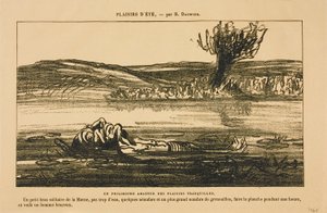 Philosophische Betrachtungen eines Liebhabers stiller Freuden. Auf dem Rücken eine Stunde in einem ruhigen Nebenfluss der Marne mit wenig Wasser, einigen Seerosen und vielen Fröschen treiben: Das macht einen Mann glücklich!, aus Les Baigneurs