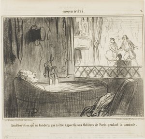 Vorschlag zur Verbesserung der Theater in Paris, der während der Hundstage nicht ausbleiben wird, Tafel 4 aus Croquis d