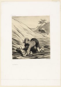 Der Esel und zwei Diebe, Tafel 75 aus Souvenirs d’artistes von Honoré Victorin Daumier