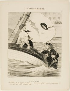 Der Windstoß (Tafel 17 aus Les Canotiers Parisiens) von Honoré Victorin Daumier