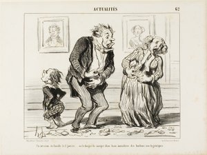 Das Innere einer Familie am 2. Januar - oder die Gefahr des übermäßigen Konsums unhygienischer Süßigkeiten, Platte 62 aus Actualités von Honoré Victorin Daumier