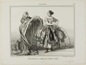 Die Nützlichkeit der Krinoline beim Zollbetrug, Platte 414 aus Actualités von Honoré Victorin Daumier