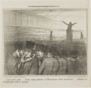 Ansicht der großen Halle, Platte 1 aus Souvenir du Grand Festival des Orphéonistes von Honoré Victorin Daumier