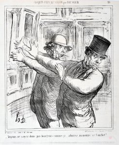Werk von Honore Daumier (1808-1879). Charivari stammt aus dem Jahr 1865: Serie Skizzen aus dem Salon „-Seien wir nicht so bürgerlich... bewundern Sie zumindest diesen Courbet! „MUSEUM DER SCHÖNEN KÜNSTE - PALAST LONGCHAMP, MARSEILLE