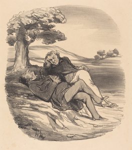 Sanfter Zeitvertreib eines aus dem Handel zurückgezogenen Eisenwarenhändlers... von Honoré Daumier