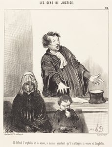 Er verteidigt die Waise und die Witwe, es sei denn... von Honoré Daumier