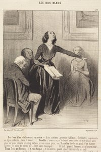 Der Bas-bleu deklamiert sein Stück von Honoré Daumier