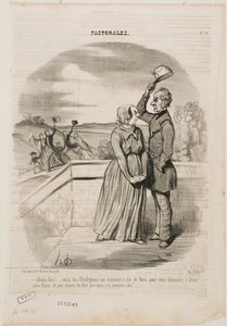 Oh nein, seht nur, die Grafignons sind gerade aus Paris angekommen, alle sechs, … von Honoré Daumier