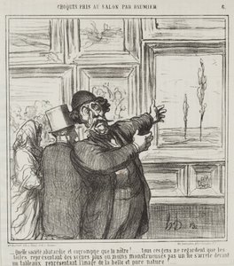 Skizze im Salon von Daumier, Nr. 6: Schaut nur, in was für einer degenerierten und korrupten Welt wir leben... von Honoré Daumier