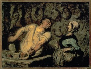 Der Metzger, Montmartre-Markt von Honore Daumier