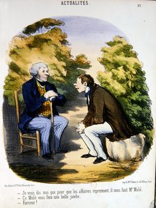 Zwei Männer diskutieren über Politik und die Nützlichkeit des Comte de Mole von Honoré Daumier