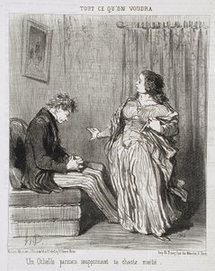 Ein Pariser Othello, der seine keusche Hälfte verdächtigt von Honoré Daumier