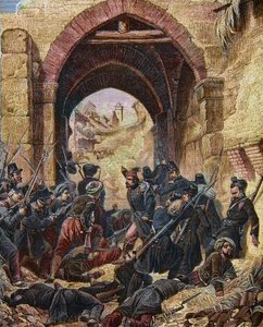 Die Belagerung von Konstantine Algerien 1837 - Eroberung von Konstantine - Angriff auf das Konstantine-Tor - 13. Oktober
