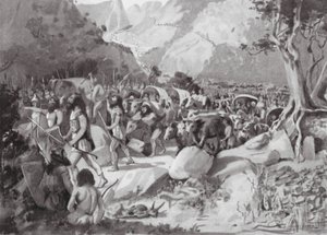 Eine Wanderung skythischer Stämme durch einen Pass in den Bergen Kleinasiens (Lithografie) von Horace Moore Jones