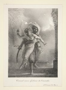 Conrad rettet Gulnare von Emile Jean Horace Vernet