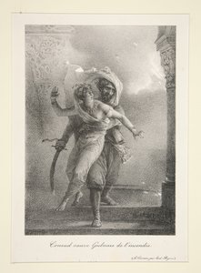 Conrad rettet Gulnare aus dem Feuer (Byrons Der Korsar) von Horace Vernet
