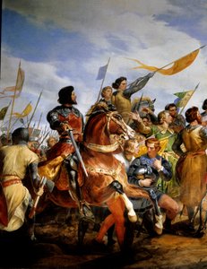 Französisch-Englischer Krieg (1202-1214): Die Schlacht von Bouvines am 27. Juli 1214 von Emile Jean Horace Vernet