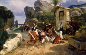 Italienische Banditen von päpstlichen Truppen überrascht von Horace Vernet