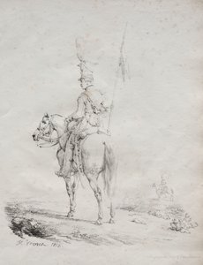 Sammlung lithografischer Versuche: Der Lanzenträger auf Wache von Emile Jean Horace Vernet