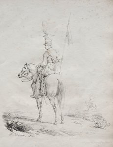 Receuil dessais lithographiques: Le Lancier en Vedette von Emile Jean Horace Vernet