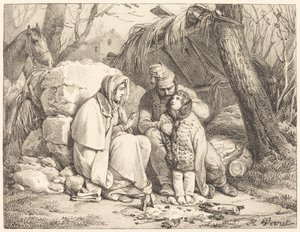 Lagernde Soldatenfamilie