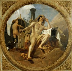 Der Genius des Dampfes auf der Erde (Deckenmalerei, Salle des Pas perdus, 1839-1847)