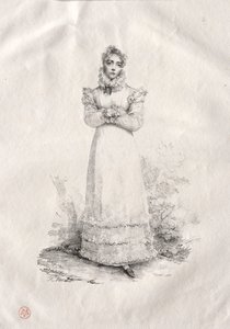 Junge Frau stehend von Emile Jean Horace Vernet