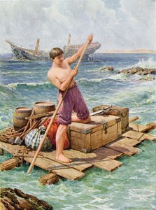 Das Floß vom Wrack bringen, Illustration für 