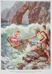 Er zog sie und das Baby sicher auf einen Felsvorsprung