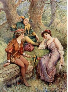 Rosalind, Celia und Touchstone in "Wie es euch gefällt" aus 