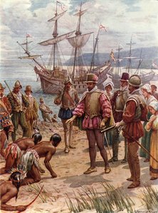 Sir Walter Raleigh landet in Virginia von Howard Davie