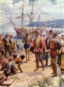 Sir Walter Raleigh landet in Virginia von Howard Davie