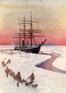 Entladung der "Terra Nova" im McMurdo-Sund von Howard Davie
