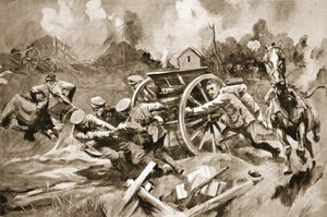 Hufschmied-Sergeant T. Harrison rettet Pferde und Geschütze aus einer unhaltbaren Position unter Granatfeuer, als der kommandierende Offizier verwundet wurde