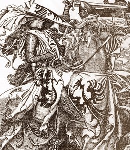 Artussage: Kay, Ritter der Tafelrunde, zerbricht sein Schwert bei einem Turnier (Illustration von Howard Pyle aus „Die Geschichte von König Artus und seinen Rittern“ 190) von Howard Pyle