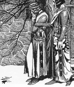 Artussage: Der Ritter Kay und Perceval Illustration von Howard Pyle (1853-1911) aus „The Story of the Champions of the Round Table“ 1905 Private Sammlung von Howard Pyle