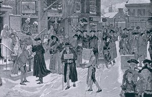 Weihnachtsmorgen im alten New York vor der Revolution, Illustration aus Harper