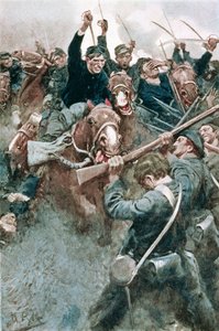 Jacksons Brigade steht wie eine Steinmauer vor dem Angriff der Föderalen bei Bull Run, Illustration aus 